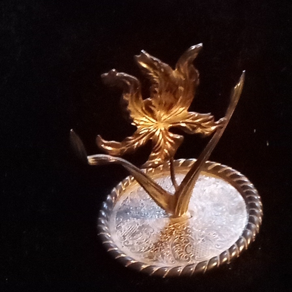 Antique silver plated jewelry holder